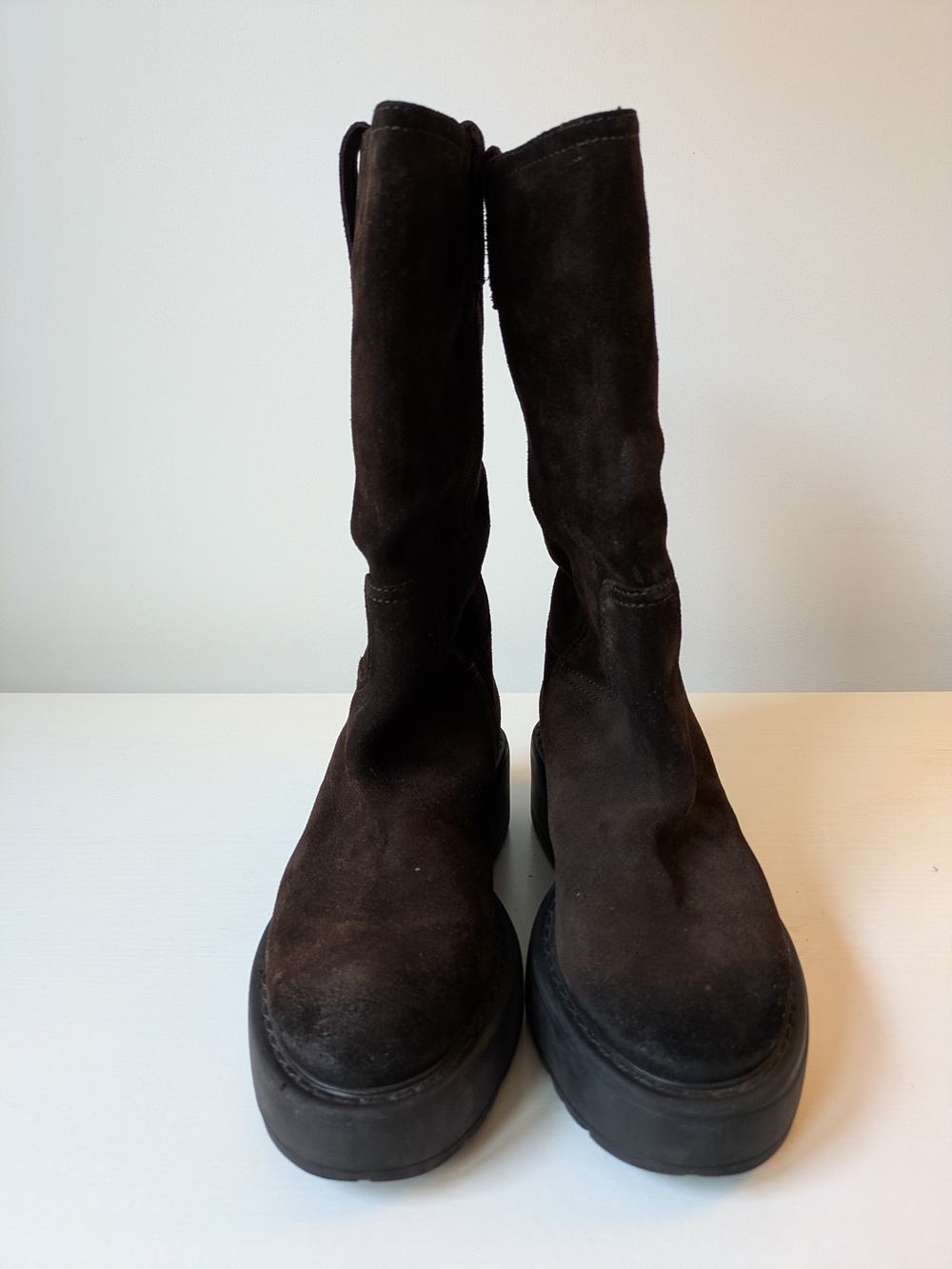 Miu Miu Brown Suede Mid-Calf Boots - Picture 2 of 7